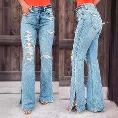 25 Edition – High Waist Ripped Split Stretch Jeans for Women - Femstylo