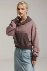 Basic Bae Kangaroo Pocket Long Sleeve Cropped Hoodie - Femstylo
