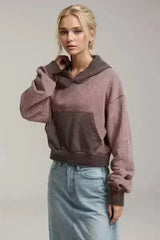 Basic Bae Kangaroo Pocket Long Sleeve Cropped Hoodie - Femstylo