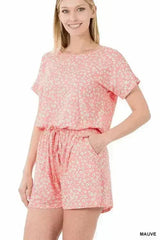 Brushed Dty Floral Romper With Pockets - Femstylo