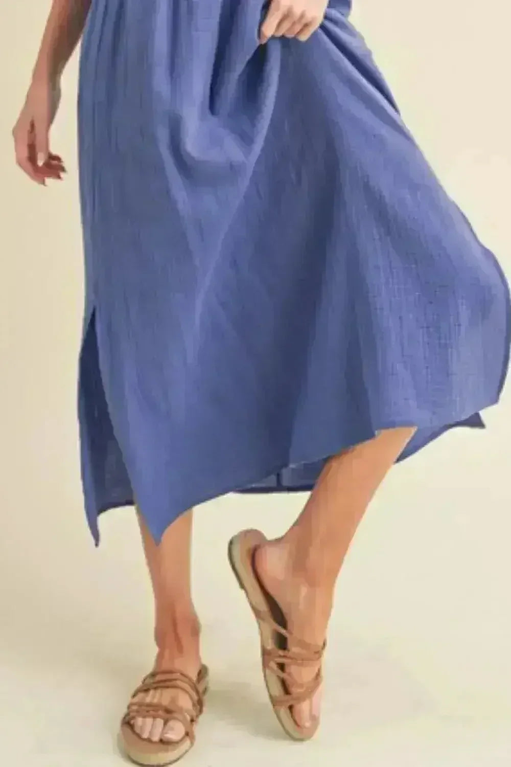 Aemi + Co Side Slit Round Neck Sleeveless Tank Dress - Femstylo