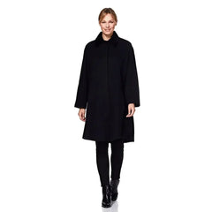 Wool Blend Oversized Velvet Trim Swing Coat (8026) - Femstylo