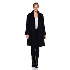 Wool Blend Oversized Velvet Trim Swing Coat (8026) - Femstylo