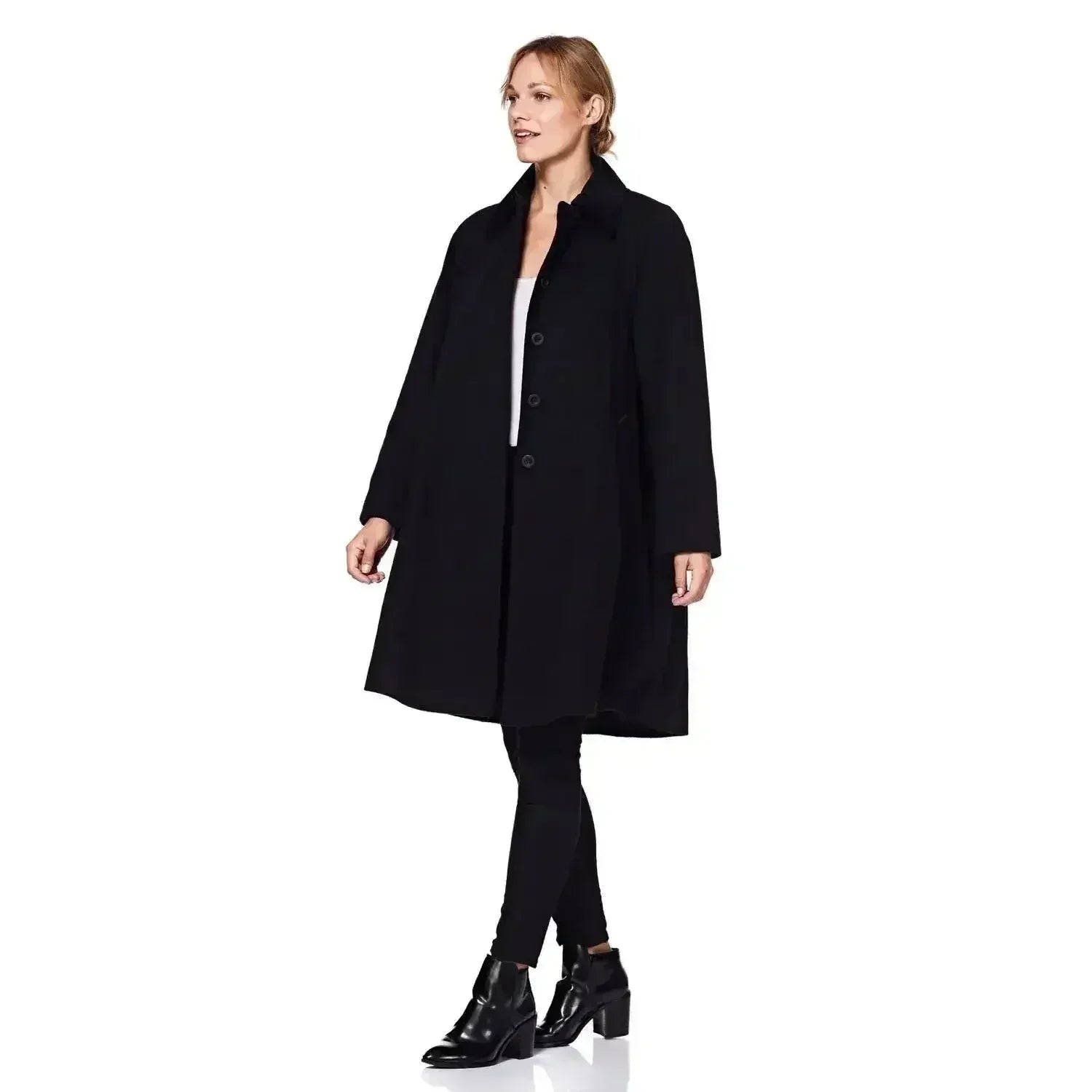 Wool Blend Oversized Velvet Trim Swing Coat (8026) - Femstylo