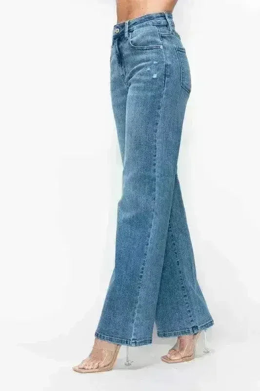bytos Full Size High Rise Wide Leg Jeans with Pockets - Femstylo
