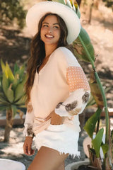 Puff Sleeve Patchwork Blouse - Tropical Print Top | Femstylo - Femstylo