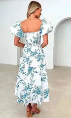 Puff Sleeve Maxi Dress - Romantic Flowy Dress | Femstylo - Femstylo