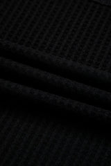 White Waffle Texture V Neck Drop Shoulder Loose Tee