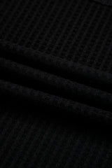 White Waffle Texture V Neck Drop Shoulder Loose Tee