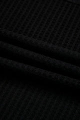 White Waffle Texture V Neck Drop Shoulder Loose Tee