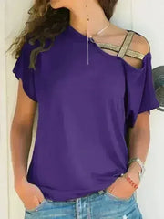 Asymmetrical Neck T-Shirt – Modern Basic with Edge - Femstylo