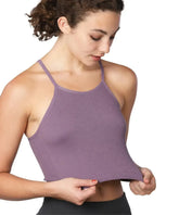 Isadora Paccini Ribbed Crop Top - Sleeveless Scoop Neck - Femstylo