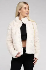 Fluffy Zip-Up Sweater Jacket - Femstylo