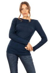 EGI Exclusive Collections Merino Wool Blend Boat Neck Top with Long - Femstylo