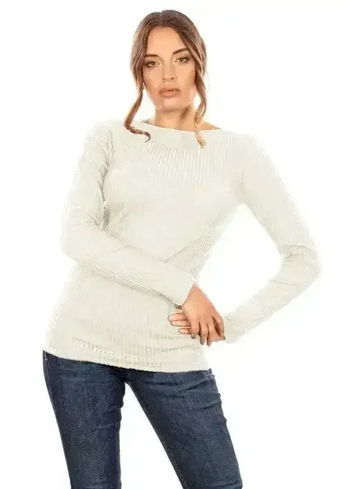 EGI Exclusive Collections Merino Wool Blend Boat Neck Top with Long - Femstylo