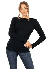 EGI Exclusive Collections Merino Wool Blend Boat Neck Top with Long - Femstylo