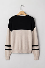 Parchment Colorblock Striped Sleeve Detail Knit Sweater