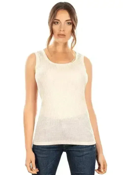 EGI Exclusive Collections Merino Wool Blend Tank Top with Tulle Trim. - Femstylo