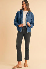 Real Teal Corduroy Zip-Up Hooded Jacket – Femstylo