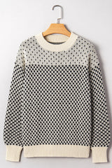 Black Colorblock Bishop Sleeve Knit Sweater