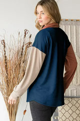 Color Block Button-Down Shirt - Modern Contrast Top | Femstylo - Femstylo