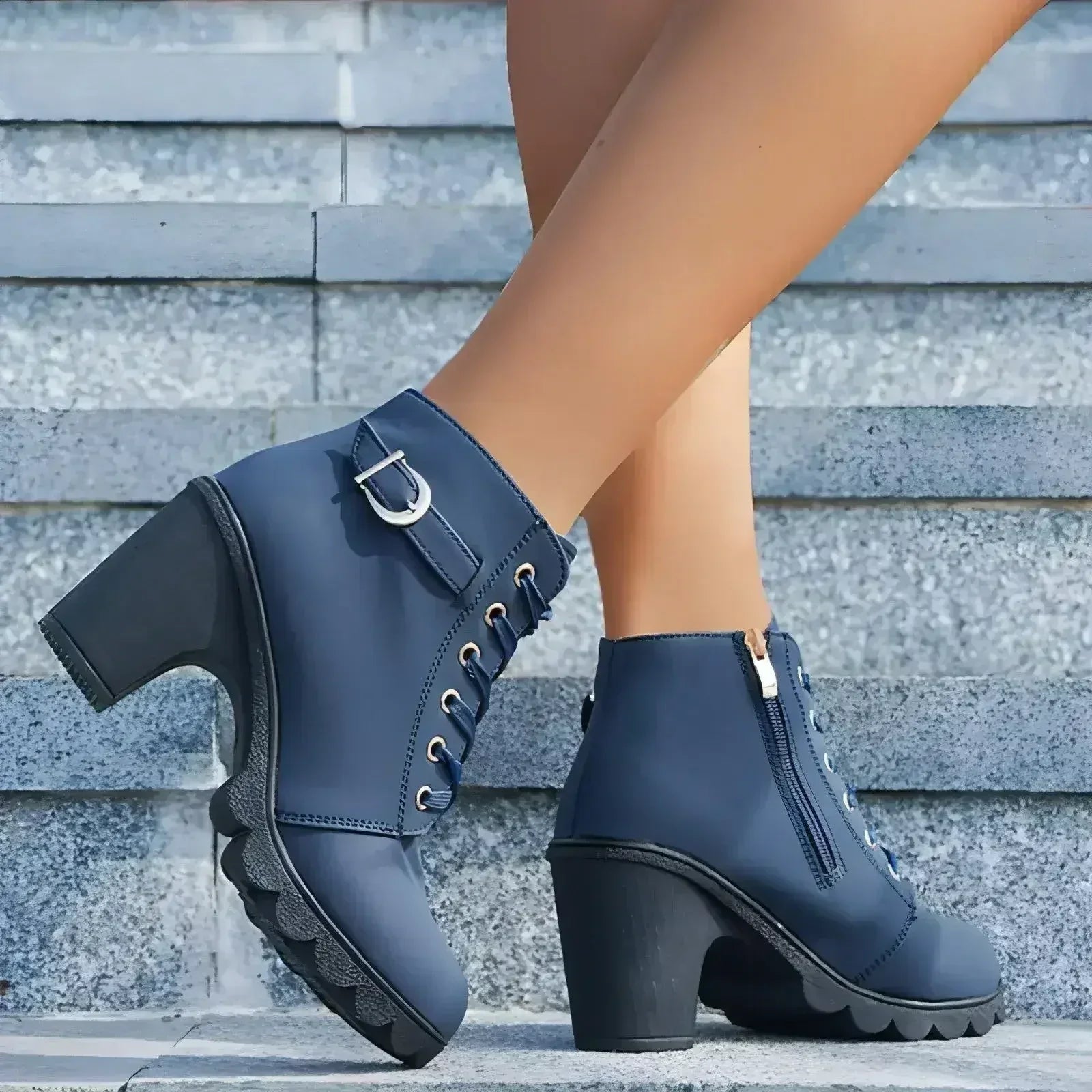 Leopard Print Ankle Boots - Chunky Heel Winter Shoes | Femstylo - Femstylo