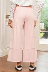 Pink Flower Patch Mineral Washed Cropped Wide Leg Pants