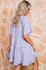 Lavendula Plaid Frill Tiered Mini Dress - Femstylo