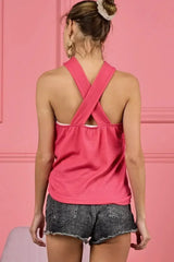 BiBi Lace Knit with Cut Out And Cross Neck Banded Top - Femstylo