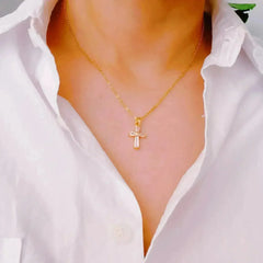 Crystal Cross Necklace – Elegant 18k Gold Plated Pendant | Timeless Style - Femstylo