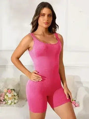 Scoop Neck Wide Strap Active Romper - Femstylo