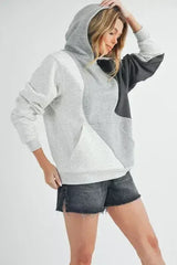 Aemi + Co Color Block Hoodie with Kangaroo Pocket - Femstylo