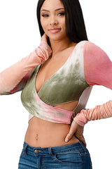 Tie-Dye Wrap Crop Top - Femstylo