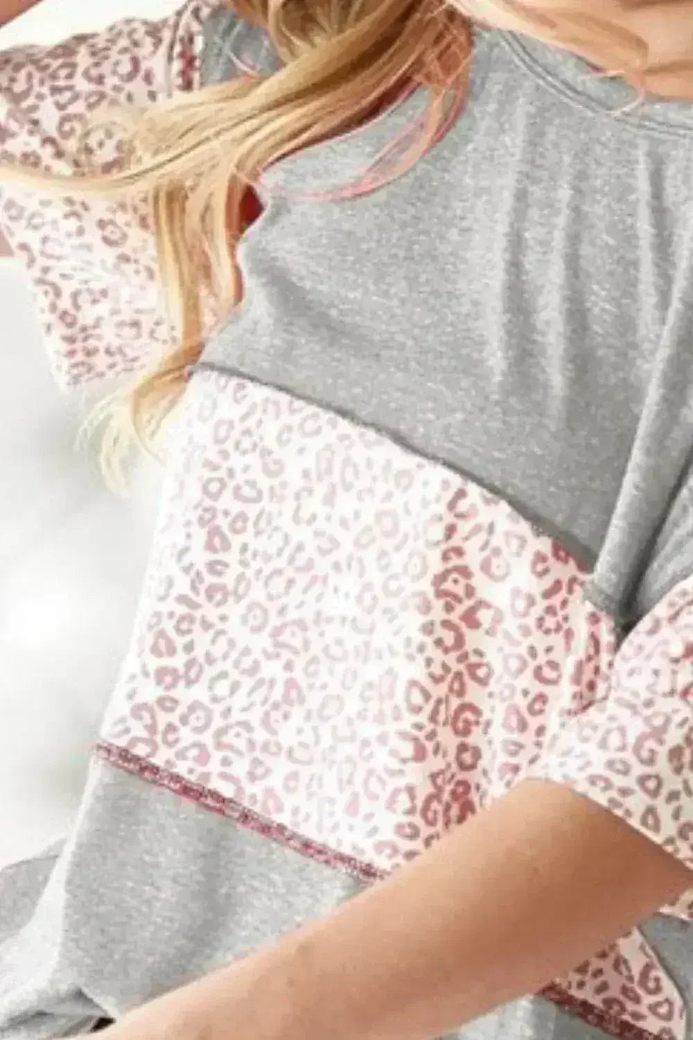 BiBi Triblend Knit with Leopard Block Out Stitching - Femstylo