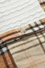 Plaid Color Block Patchwork Shirt Jacket with Pocket - Femstylo