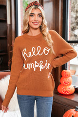 Flamingo Hello Pumpkin Graphic Sweater