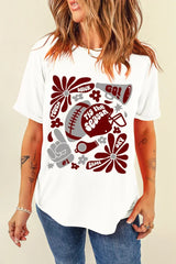 White Touch Down Game Day Tis Season Graphic Crew Neck Tee
