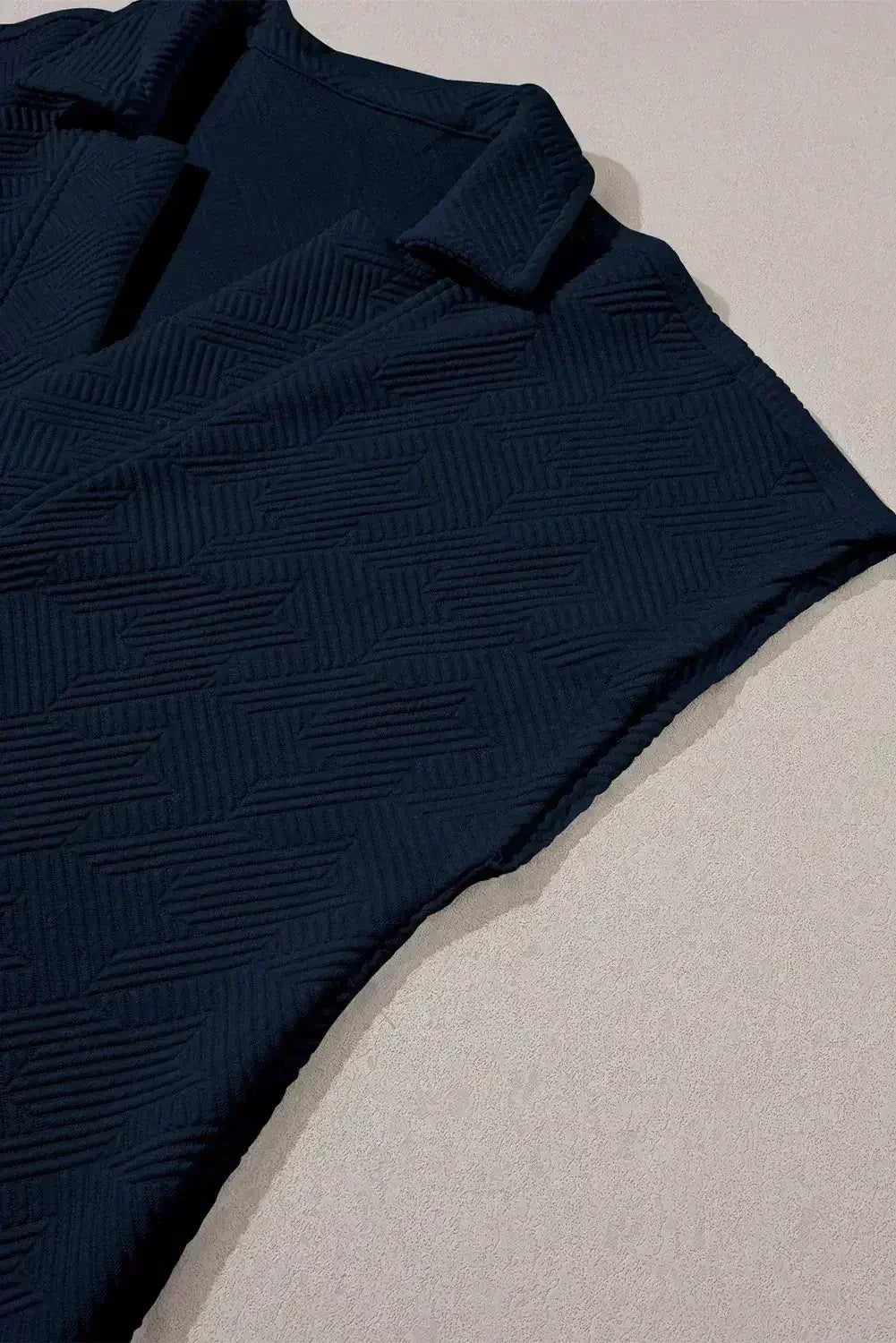 White Textured V Neck Collared Split Hem T Shirt - Femstylo