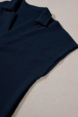 White Textured V Neck Collared Split Hem T Shirt - Femstylo