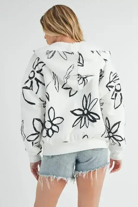 Aemi + Co Flower Sherpa Hoodie - Zip-Up & Cozy | S-L | Femstylo - Femstylo