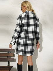Plaid Collared Longline Coat - Femstylo