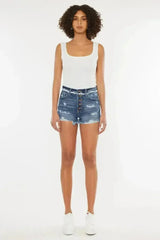 Kancan Distressed Button Fly Denim Shorts - Femstylo