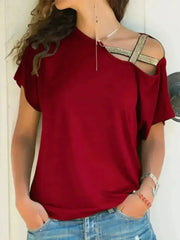 Asymmetrical Neck T-Shirt – Modern Basic with Edge - Femstylo