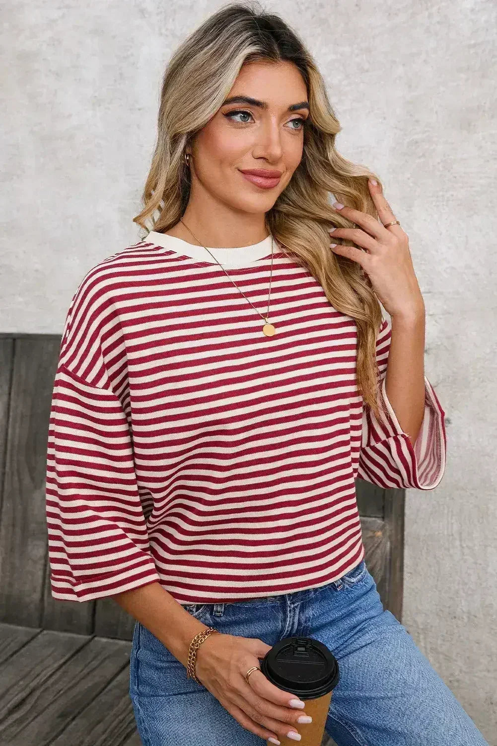 Black Stripe Bowknot Backless T-Shirt - Femstylo