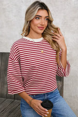 Black Stripe Bowknot Backless T-Shirt - Femstylo