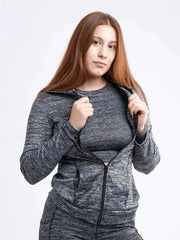 Athletic Fitted Zip-Up Hoodie Jacket with Pockets - Femstylo
