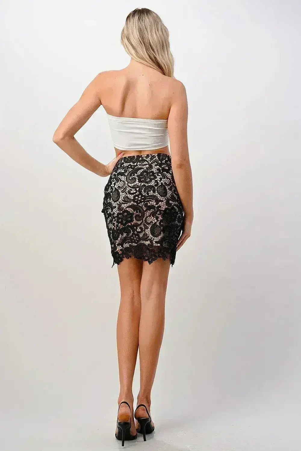 Floral Lace Mini Skirt - Femstylo