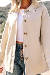 Parchment Suede Sherpa Lined Western Loose Jacket