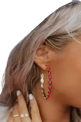 Bonbon Turquoise Big Circle C Shaped Earrings - Femstylo