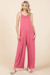 Culture Code Full Size Sleeveless Wide Leg Jumpsuit with Pockets - Femstylo